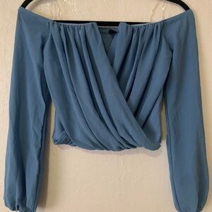 Windsor Blue Chiffon Strapless Top